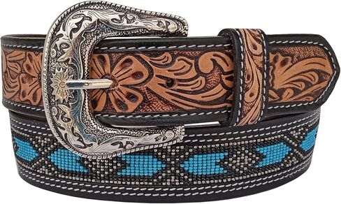 Affilare Western Tooled Leather Beaded Belt For Men and Women 30IS115 in Saudi Arabia