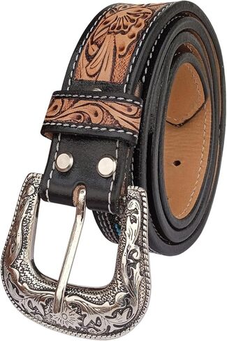 Affilare Western Tooled Leather Beaded Belt For Men and Women 30IS115 in Saudi Arabia
