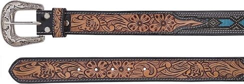 Affilare Western Tooled Leather Beaded Belt For Men and Women 30IS115 in Saudi Arabia
