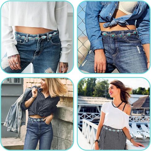Turquoise Belts, Women Metal Waist Chains Belt Silver Western Chain Belt, Oval Round Flower Adjustable Chain for Women Dresses Jeans in Saudi Arabia