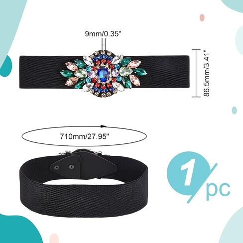 AHANDMAKER Rhinestone Stretch Belt Polyester Elastic Belt Crystal Flower Elastic Belts Rhinestone Flower Waist Belt for Dress Waist Jewelry Accessories for Women in Saudi Arabia