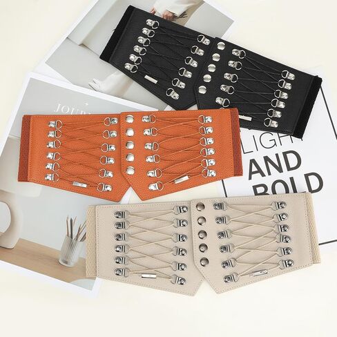 Corset Belts for Women Wide Elastic Tie Cinch Belt Vintage Renaissance Gothic Waspie Belt for Dresses in Kuwait