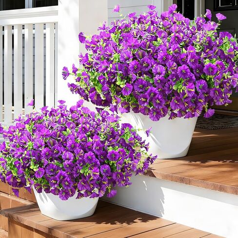 waipfaru 24 حزمة من الزهور الاصطناعية للأماكن الخارجية والنباتات الصناعية في الهواء الطلق، نباتات صناعية مقاومة للأشعة فوق البنفسجية في الهواء الطلق، زهور البتونيا الحريرية المزيفة للديكور المنزلي الخارجي، ديكور الشرفة، مزيج الألوان in Kuwait
