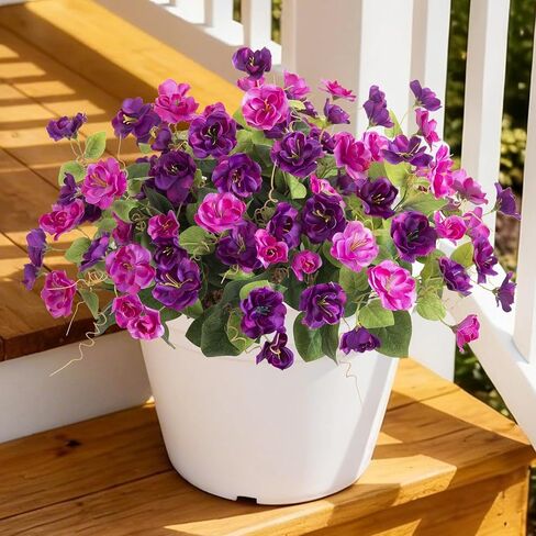 زهور صناعية للخارج، 6 حزم من زهور الكركديه الحريرية متعددة الألوان لتزيين الربيع والصيف، باقة بلاستيكية مقاومة للأشعة فوق البنفسجية للنباتات المزيفة للمنزل وديكور الفناء والشرفة in Kuwait