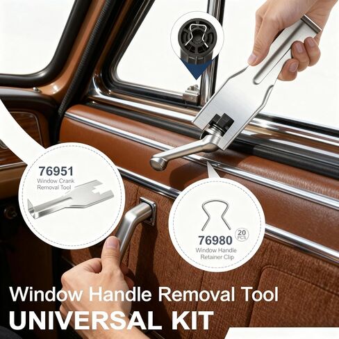 Metal Tool Set with 1 PCS Sliver 76951 Window Crank Removal Tool, 20 Pcs 76980 Car Door Window Handle Crank Retainer Clip, Auto Trim Car Panel Removal Tool for Removing Interior Car Door Panels in Saudi Arabia