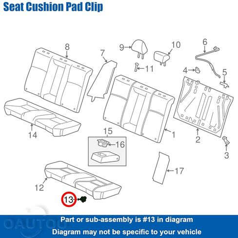 OAUTOO 4pcs Seat Cushion Pad Clip 82138-T2A-003 for Honda Accord Civic Clarity Insight Pilot for Acura Integra RDX MDX 2013-On in Saudi Arabia