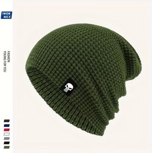 Winter Knitted Beanie Hat, Warm Beanie for Men & Women, Elastic Fit, Breathable, Perfect for Outdoor Sports & Casual Wear, Green in Saudi Arabia