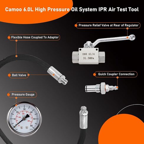 مجموعة أدوات اختبار ضغط الزيت الديزل نظام زيت الضغط العالي IPR أداة اختبار الهواء مجموعة خاصة تناسب فورد 6.0L-7.3LPowerstroke in Kuwait