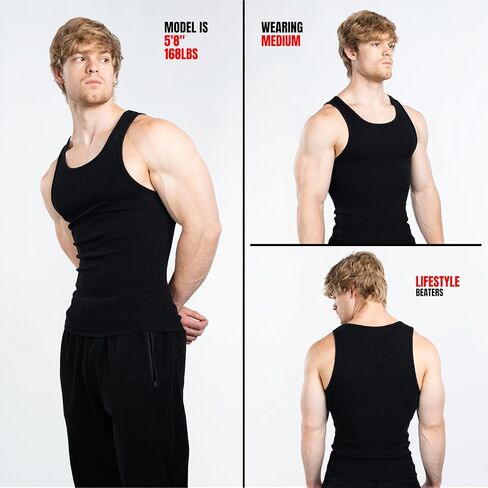 Ekkovision Lifestyle Beater - Men's Tank Top – Cotton Blend, Comfortable & Durable Gym Tank for Workouts or Casual Everyday Wear Black in Kuwait