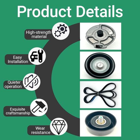 Belt Tensioner With Belt With Idler Pulley Compatible With 2006-2010 Hyundai sonata,2007-2010 Kia Optima,2007-2010 Kia Rondo 2.4L Replacement 25212-25000 in Kuwait