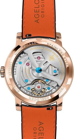 AGELOCER Automatic Watches for Men, Original 3D Moon Phase Mechanical Watch, Starry Sky Dial, Leather Strap Daily Wear Business in Kuwait