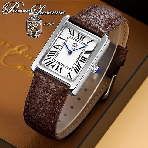 Iconic Swiss Design 1888 Vintage Style Tank Mens Watch Brown Band in Saudi Arabia
