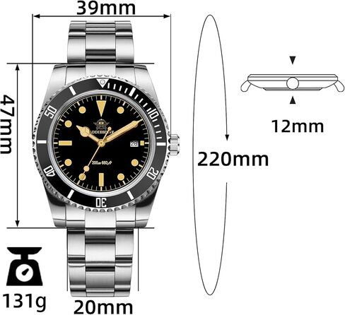 ADDIESDIVE 12 MM Dive Watches for Men K1 Mineral Bubble Glass Bidirectional Ceramic Bezel 200M Waterproof Retro Luminous Mens Quartz Watch with Stianless Steel Bracelet in Saudi Arabia
