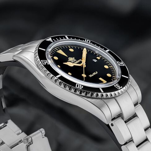 ADDIESDIVE 12 MM Dive Watches for Men K1 Mineral Bubble Glass Bidirectional Ceramic Bezel 200M Waterproof Retro Luminous Mens Quartz Watch with Stianless Steel Bracelet in Saudi Arabia