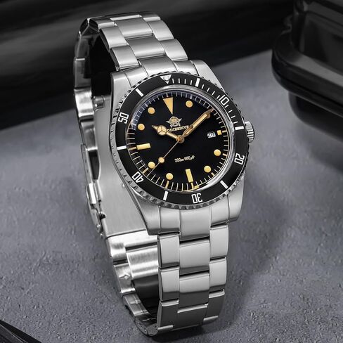 ADDIESDIVE 12 MM Dive Watches for Men K1 Mineral Bubble Glass Bidirectional Ceramic Bezel 200M Waterproof Retro Luminous Mens Quartz Watch with Stianless Steel Bracelet in Saudi Arabia
