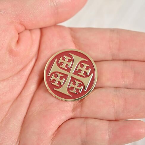 مجموعة دبابيس المينا الكاثوليكية، عبوتين، صليب القدس والوحش الإفخارستي IHS، ذهبي، دبابيس طية صدر دينية، هدايا إيمانية للرجال والنساء in Kuwait