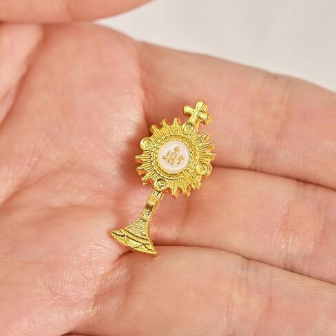 مجموعة دبابيس المينا الكاثوليكية، عبوتين، صليب القدس والوحش الإفخارستي IHS، ذهبي، دبابيس طية صدر دينية، هدايا إيمانية للرجال والنساء in Kuwait