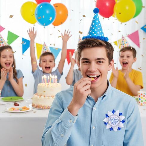 عيد ميلاد الصبي شارة دبوس، أبيض أزرق عيد ميلاد سعيد زر دبابيس النسيج جائزة شارة حزب الزينة البوليستر الشريط دبوس Grosgrain الشريط دبابيس للاحتفال صور الدعائم in Saudi Arabia