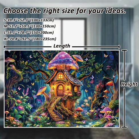 Serborlur Blacklight الفطر نسيج الأشعة فوق البنفسجية رد الفعل الخيال شجرة الغابات الجدار شنقا النيون الزهور النباتية المفروشات المناظر الطبيعية السحرية توهج في الظلام خلفية نسيج لغرفة النوم in Kuwait