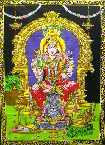 Crafts of India Mariamman/Hindu Batik Cotton Wall Painting 40" X 30" in Saudi Arabia