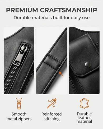 Leather Underarm Shoulder Bag Adjustable Strap Crossbody Chest Sling Satchel Multi Pocket Travel Everyday Vintage Classic in Saudi Arabia