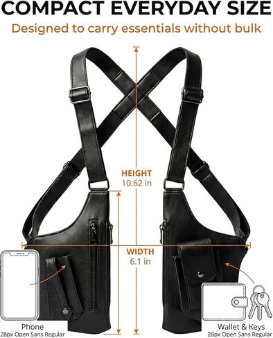 Leather Underarm Shoulder Bag Adjustable Strap Crossbody Chest Sling Satchel Multi Pocket Travel Everyday Vintage Classic in Saudi Arabia