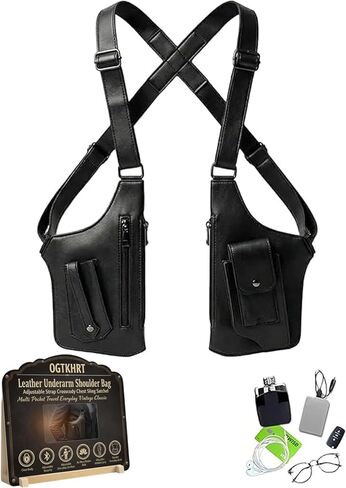 Leather Underarm Shoulder Bag Adjustable Strap Crossbody Chest Sling Satchel Multi Pocket Travel Everyday Vintage Classic in Saudi Arabia