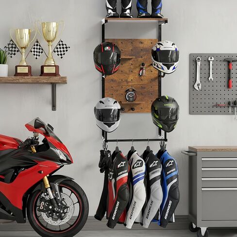 Helmet Holder Wall Mount, Motorcycle Helmet Stand, Motorcycle Accessories Display, Wall-Mounted Helmet Storage Rack with 4 Glove Clips in Saudi Arabia