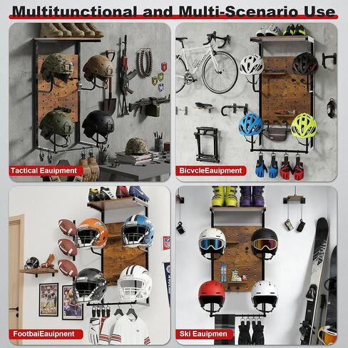 Helmet Holder Wall Mount, Motorcycle Helmet Stand, Motorcycle Accessories Display, Wall-Mounted Helmet Storage Rack with 4 Glove Clips in Saudi Arabia