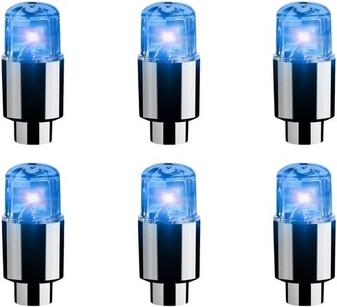 6 حزمة عجلة السيارة LED ضوء السيارات الإطارات غطاء صمام مصباح الزخرفية دراجة نارية صمام الجذعية ضوء الإطارات غطاء صمام فلاش تكلم الضوء (الأزرق in Kuwait