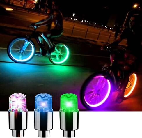 6 حزمة عجلة السيارة LED ضوء السيارات الإطارات غطاء صمام مصباح الزخرفية دراجة نارية صمام الجذعية ضوء الإطارات غطاء صمام فلاش تكلم الضوء (الأزرق in Kuwait
