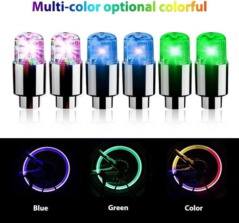 6 حزمة عجلة السيارة LED ضوء السيارات الإطارات غطاء صمام مصباح الزخرفية دراجة نارية صمام الجذعية ضوء الإطارات غطاء صمام فلاش تكلم الضوء (الأزرق in Kuwait