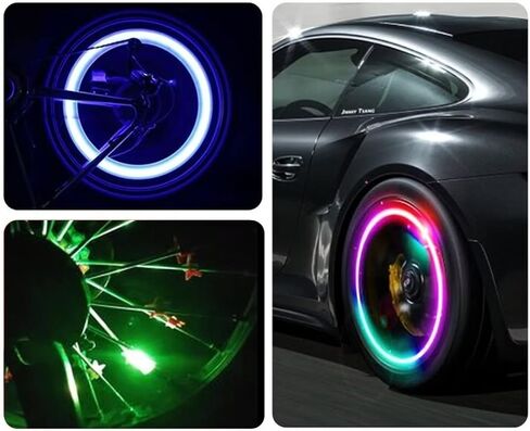 6 حزمة عجلة السيارة LED ضوء السيارات الإطارات غطاء صمام مصباح الزخرفية دراجة نارية صمام الجذعية ضوء الإطارات غطاء صمام فلاش تكلم الضوء (الأزرق in Kuwait