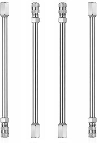 Tire Valve Stem Extensions, 4 PCS 4 Inch/100mm Valve Stem Extension Rods with Caps, Stainless Steel Air Tire Extenders for Trucks, Cars, Motorcycles & RVs, Silver in Kuwait