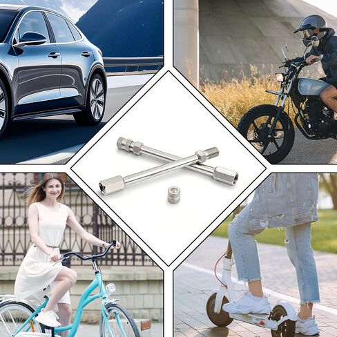 Tire Valve Stem Extensions, 4 PCS 4 Inch/100mm Valve Stem Extension Rods with Caps, Stainless Steel Air Tire Extenders for Trucks, Cars, Motorcycles & RVs, Silver in Kuwait