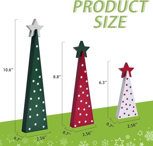 3 قطع خشبية لأشجار عيد الميلاد على الطاولة، علامات طاولة شجرة عيد الميلاد الريفية على الوجهين صينية ذات طبقات قطع مركزية لمنزل المزرعة ديكور خشبي للمنزل والمكتب والمدفأة (3 قطع) in Kuwait