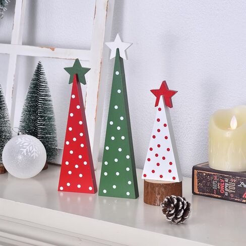 3 قطع خشبية لأشجار عيد الميلاد على الطاولة، علامات طاولة شجرة عيد الميلاد الريفية على الوجهين صينية ذات طبقات قطع مركزية لمنزل المزرعة ديكور خشبي للمنزل والمكتب والمدفأة (3 قطع) in Kuwait