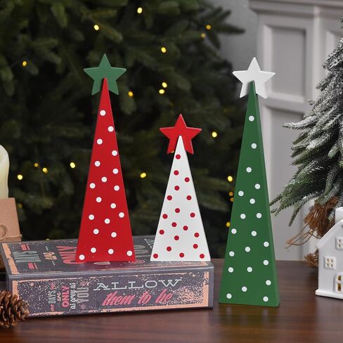 3 قطع خشبية لأشجار عيد الميلاد على الطاولة، علامات طاولة شجرة عيد الميلاد الريفية على الوجهين صينية ذات طبقات قطع مركزية لمنزل المزرعة ديكور خشبي للمنزل والمكتب والمدفأة (3 قطع) in Kuwait