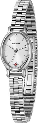 BERNY Silver Watches for Women Dainty Women's Wrist Watch, 3ATM Waterproof Fashion Small Ladies Bracelet Watch, Female Analog Quartz Watch, Full Stainless Steel Sun-ray Dial Luxury Birthday Present in Saudi Arabia
