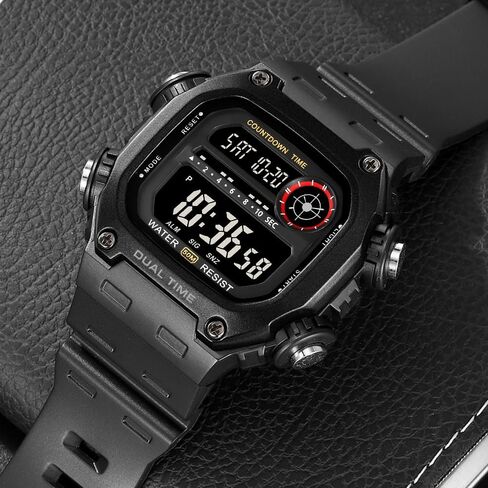 Mens Digital Watch Men Waterproof Watches for Men Dual Time Watch with Date Alarm Chronograph Sports Watch Teenage Boys, All Black, M142.H in Kuwait