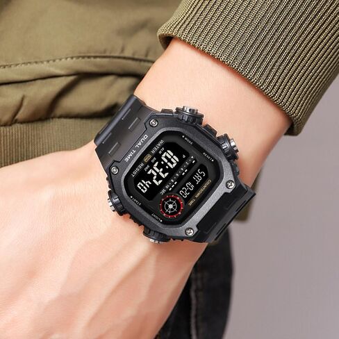 Mens Digital Watch Men Waterproof Watches for Men Dual Time Watch with Date Alarm Chronograph Sports Watch Teenage Boys, All Black, M142.H in Kuwait
