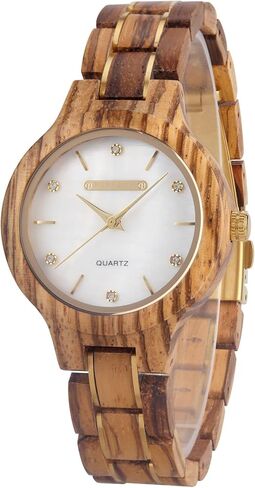 BOBO BIRD Women's Wooden Watches | Analog Watch | 35mm Case | Hardlex Crystal | Folding Clasp with Mother-of-Pearl Dial for Ladies in Saudi Arabia