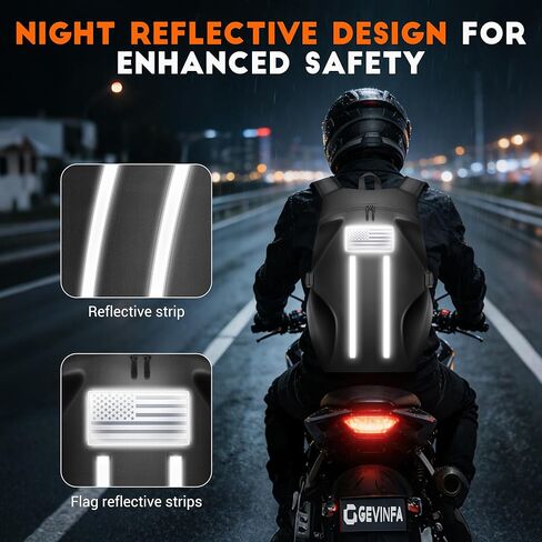 حقيبة ظهر للدراجات النارية، حقيبة ظهر خوذة مقاومة للماء مع أشرطة عاكسة وعلم عاكس، حقيبة كبيرة سعة 40 لتر مع جيب للكمبيوتر المحمول، مثالية للسفر والتنقل اليومي ورحلات المكتب وركوب الدراجات في الهواء الطلق in Kuwait