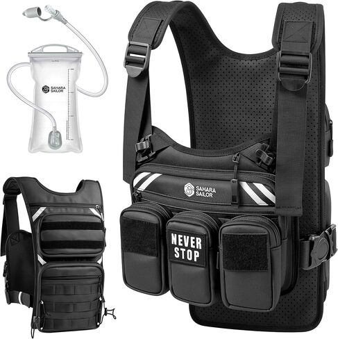 سترة جري للنساء والرجال، حقيبة ظهر للترطيب متعددة الجيوب مع مثانة مياه سعة 2 لتر، وحدة تخزين MOLLE، كتف وخصر قابلان للتعديل، عاكسة للضوء، قابلة للتنفس للمشي لمسافات طويلة والجري وركوب الدراجات والماراثون in Kuwait