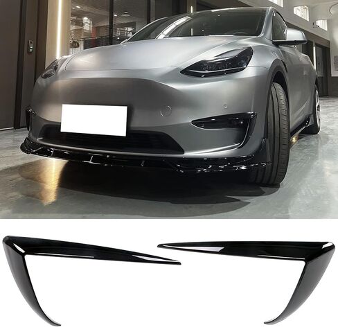 FREEMOTOR802 متوافق مع 2020-2024 Tesla Model Y Fog Light Trims، أسود لامع IKON Style ABS البلاستيك سائق الركاب الجانب الضباب مصباح الديكور الملحقات غطاء الحواجب 2PC in Saudi Arabia