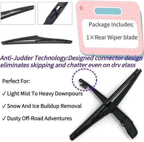 Rear Wiper Blade for Hyundai Kona 2018-2023 Fit for N Line Limited SE Ultimate SEL Plus Models | OEM Replacement All-Weather All Season Rear Back Windshield Wiper Blade for 2022 2021 2020 2019 in Saudi Arabia
