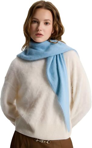 GreenMount Women's Triangle Brushed 100% Pure Cashmere Scarf Knitted Shawl Plant Dyeing for Winter Women Gifts in Kuwait