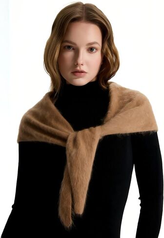 GreenMount Women's Triangle Brushed 100% Pure Cashmere Scarf Knitted Shawl Plant Dyeing for Winter Women Gifts in Saudi Arabia