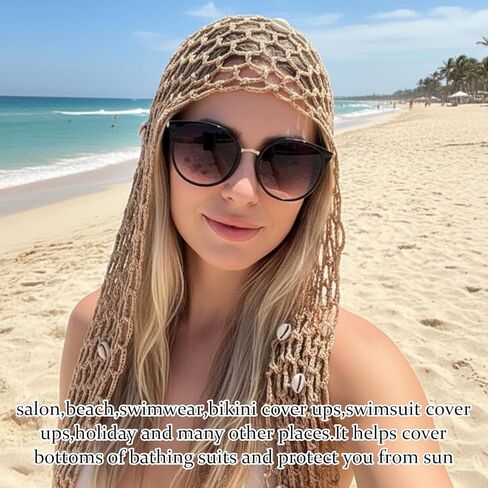 أغطية سارونج للنساء، تنورة حورية البحر مع تفاصيل كروشيه، لفافة شاطئ خفيفة الوزن من شبكة صيد السمك لملابس السباحة، إكسسوار صيفي بنمط بوهو، قطعة واحدة in Kuwait