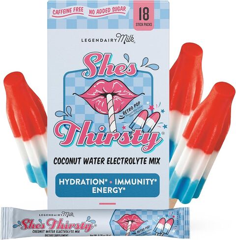 عبوات الحليب الأسطورية للترطيب العطشى | مكمل الكورتيزول لتخفيف التوتر ودعم الغدة الكظرية | مسحوق إلكتروليتات ماء جوز الهند، عصير الليمون بالفراولة، بدون إضافة سكر، 18 قيراط in Kuwait